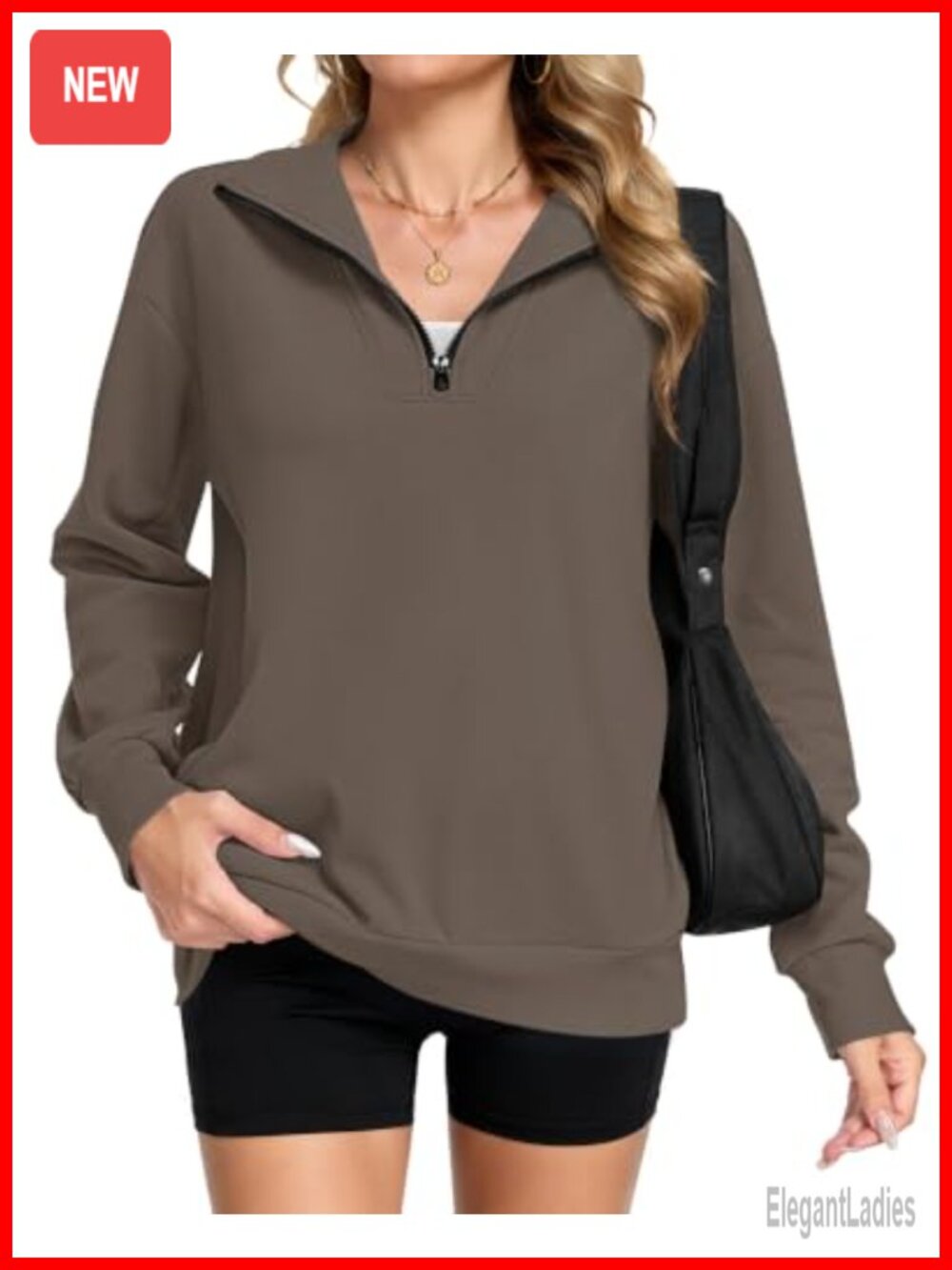Oversized Quarter Zip Sweatshirt with Pockets Long Sleeve Pullover